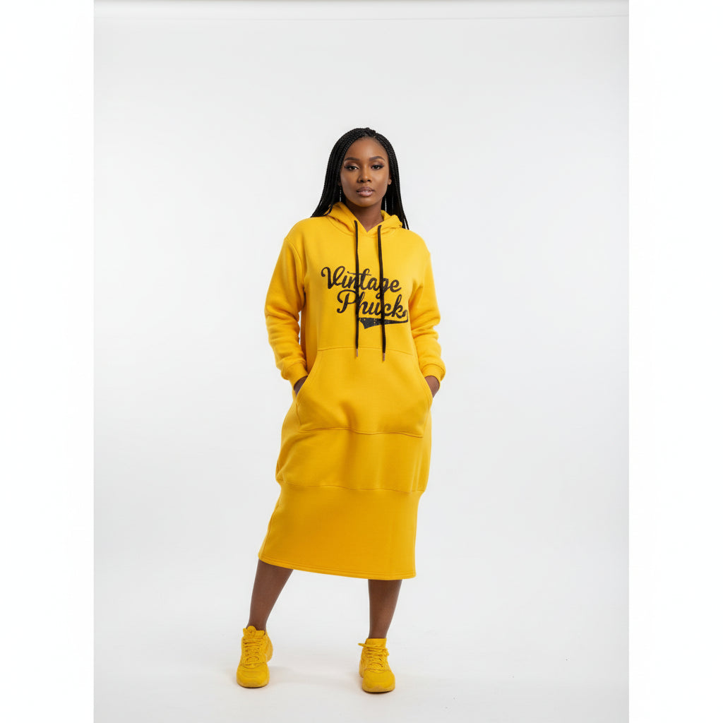 Vintage Hooded Sweater Dress - YELLOW SUB TRADING 
