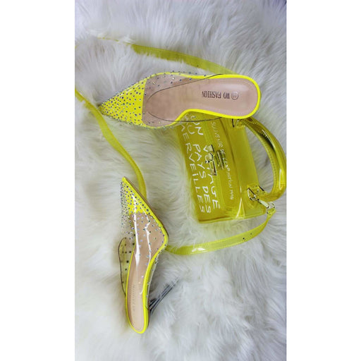 Pointed Toe Crystal Hell Shoes - YELLOW SUB TRADING 