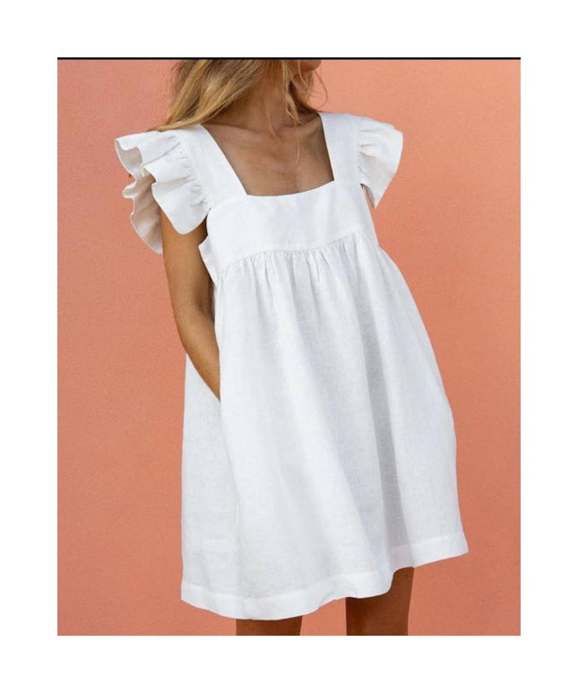 Butterfly Sleeve Square Neck Mini Dress