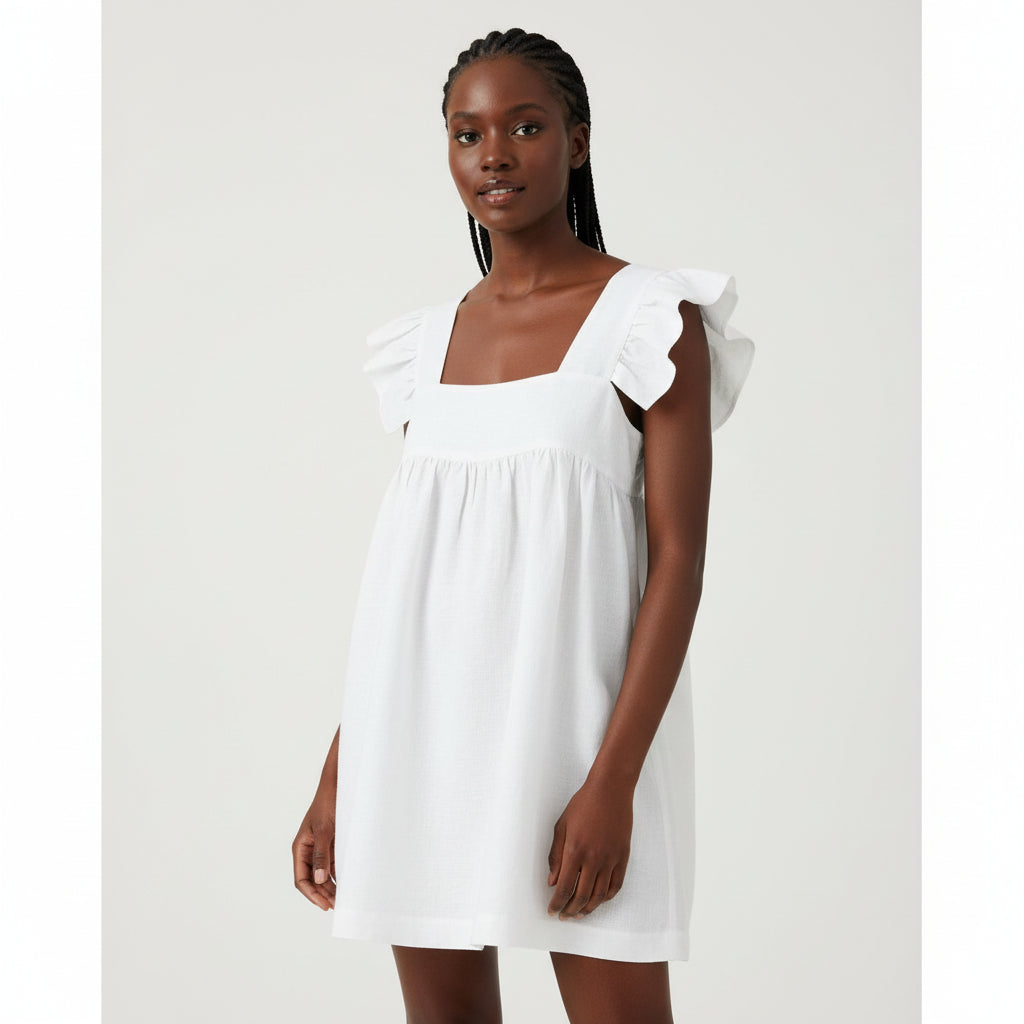 Butterfly Sleeve Square Neck Mini Dress