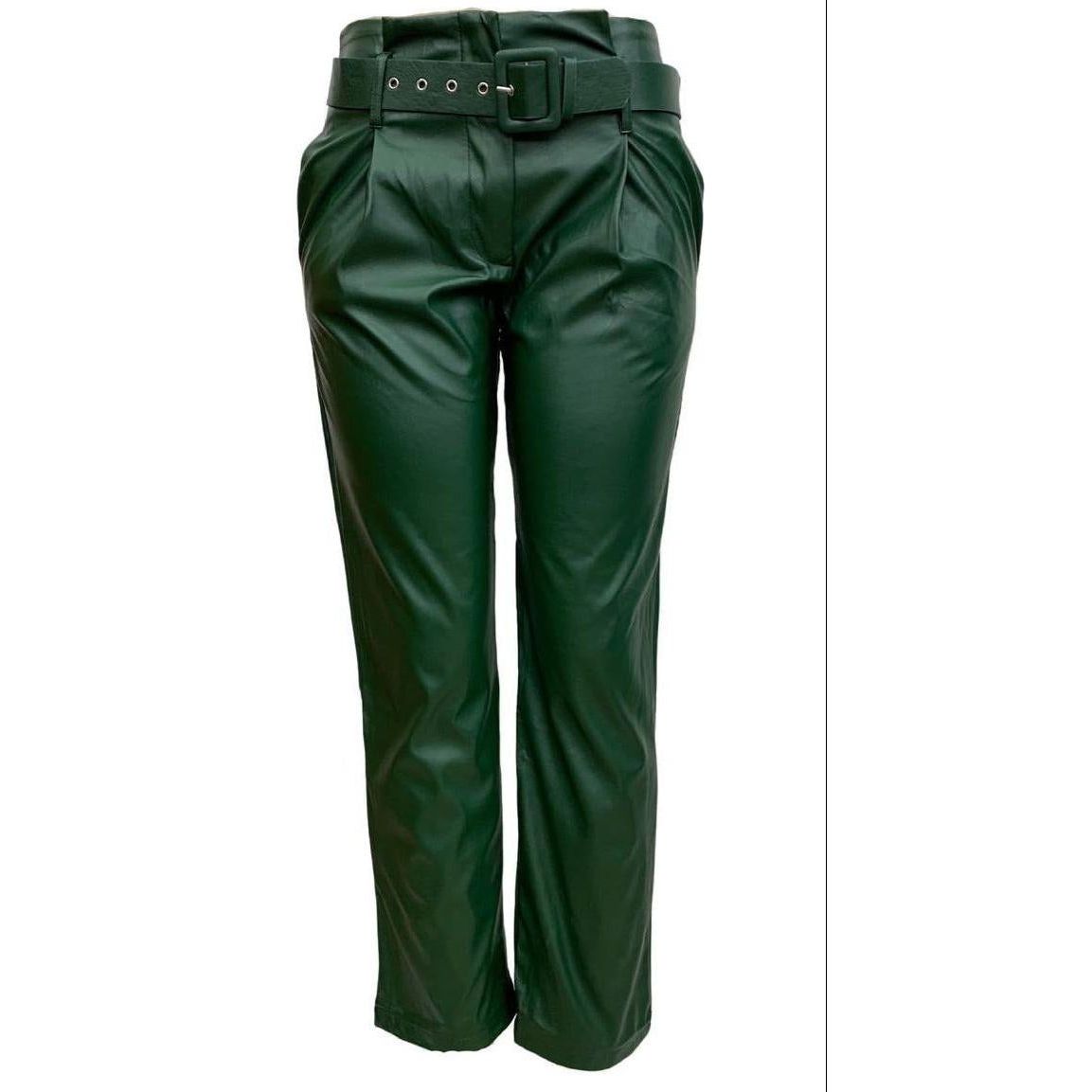 faux leather pants-high waist 