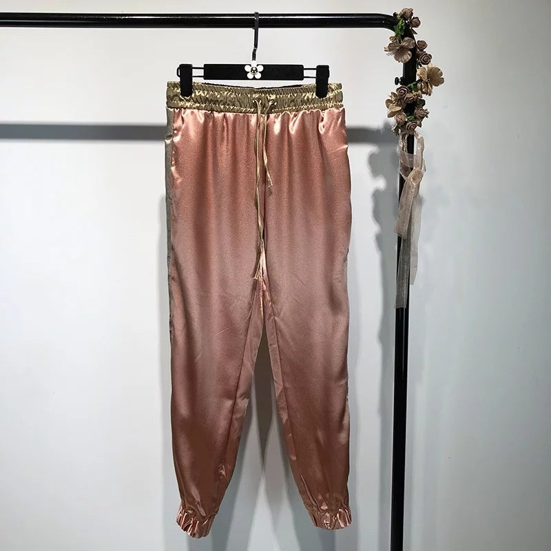 Metallic Satin Hooded Tracksuit