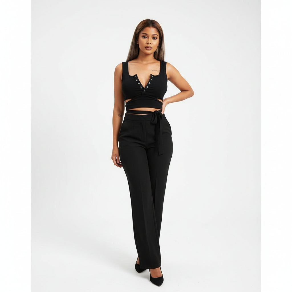 Wrap around V-Neck Crop Top 