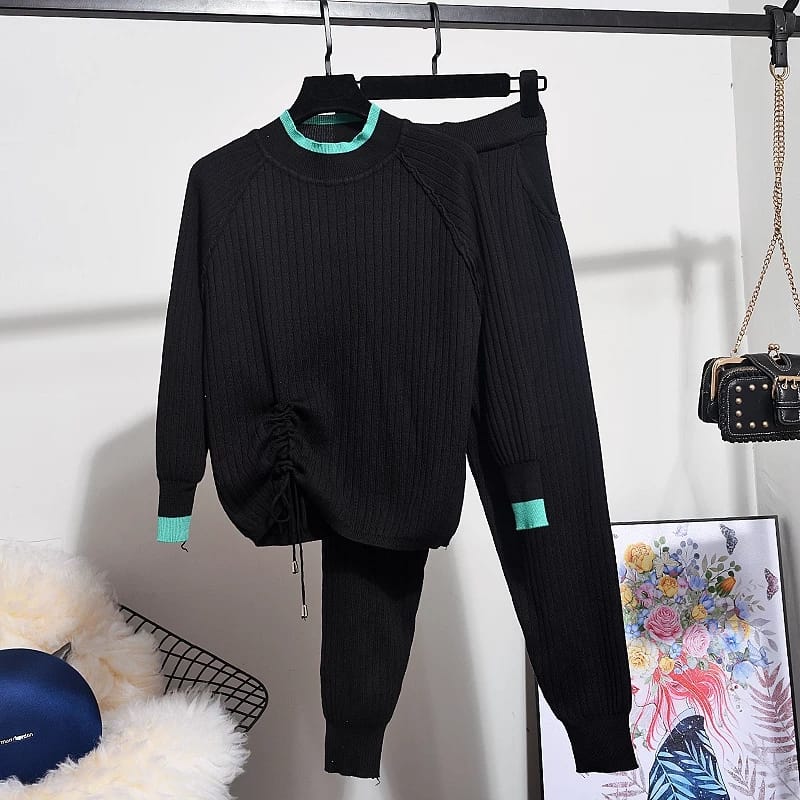 knit Sweater Tops + Pants Knitted Sets