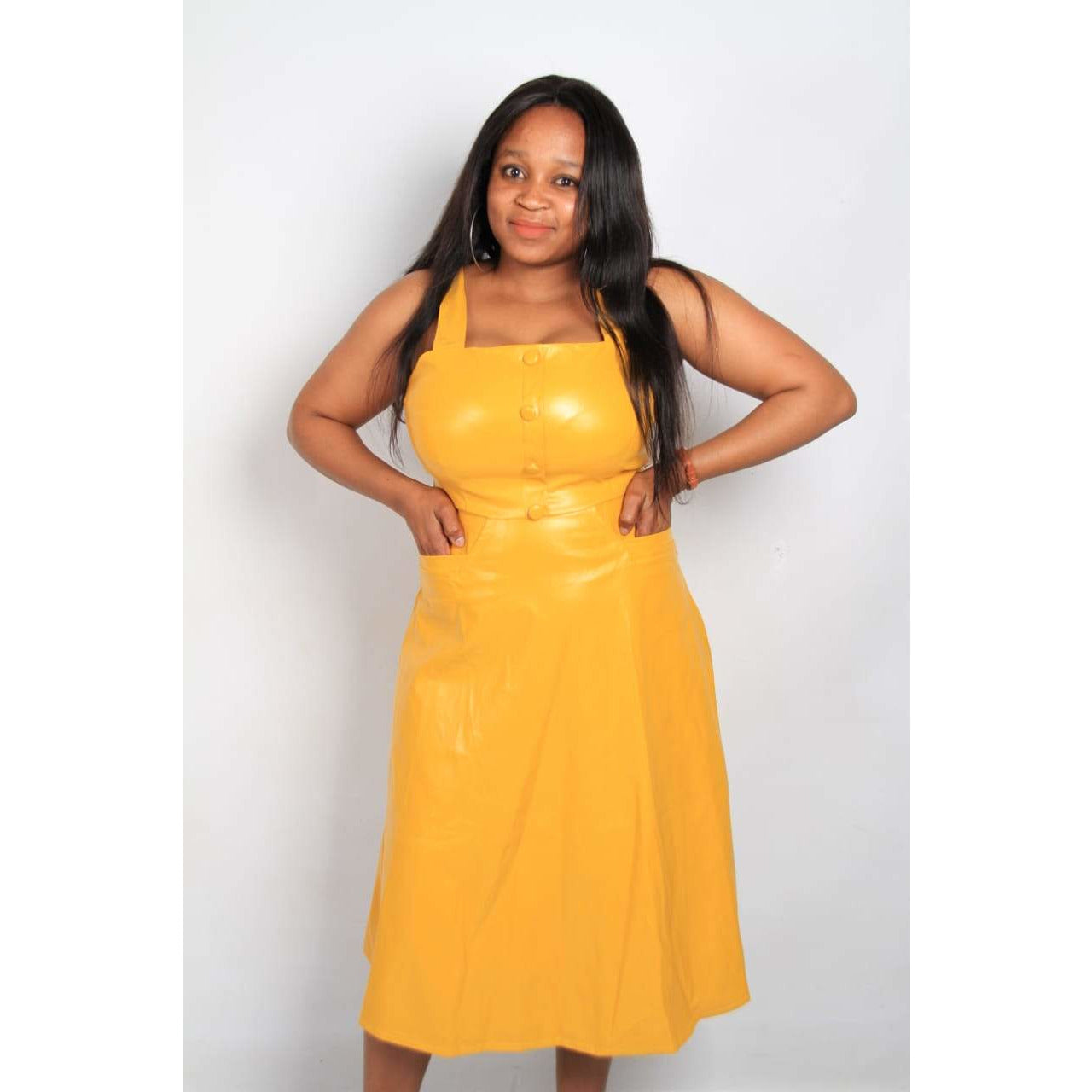 Faux Lather Dress YELLOW SUB TRADING Faux Lather Dress YELLOW SUB TRADING