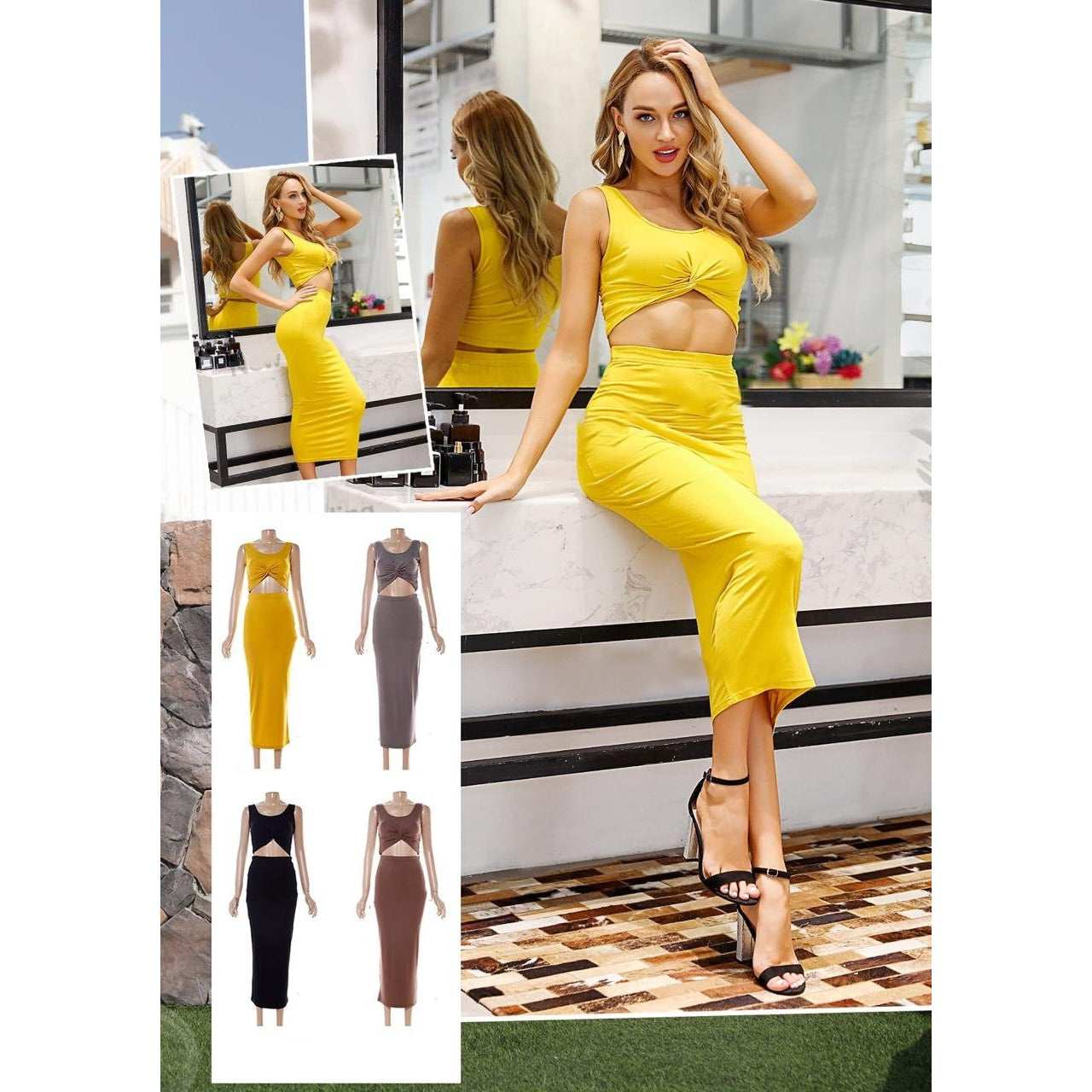 Knot Solid Color Outfit Set