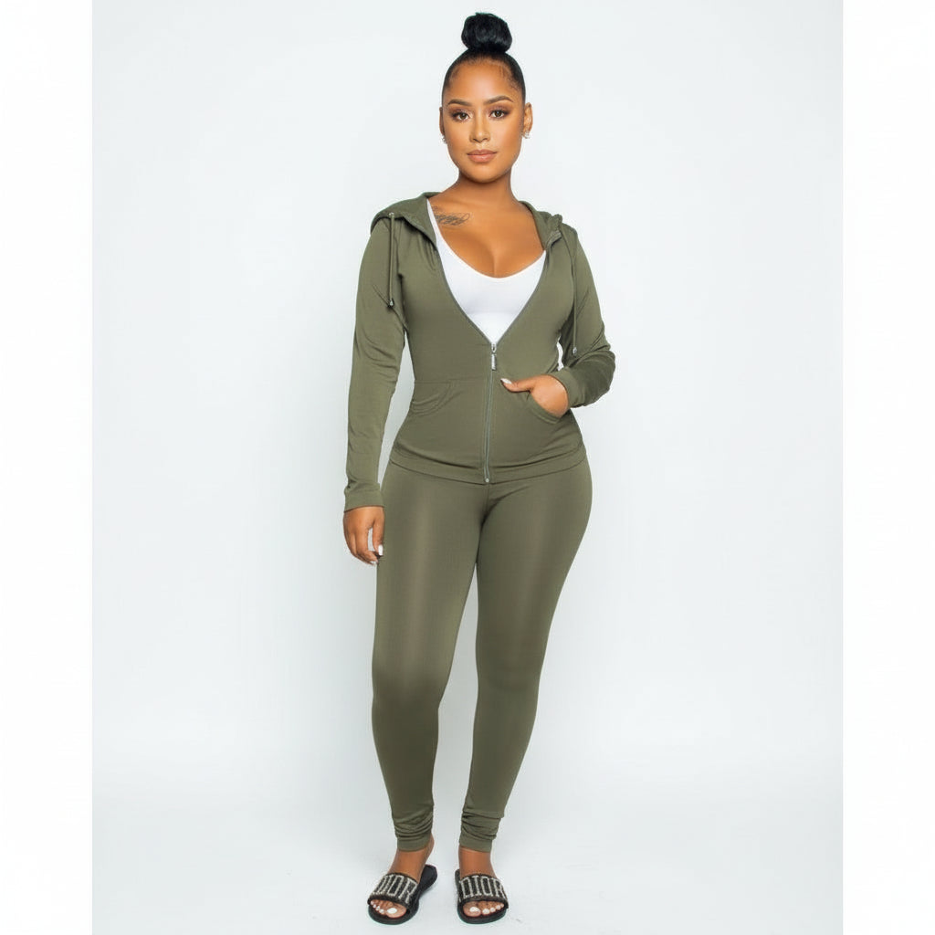 Zipper Tracksuit Set