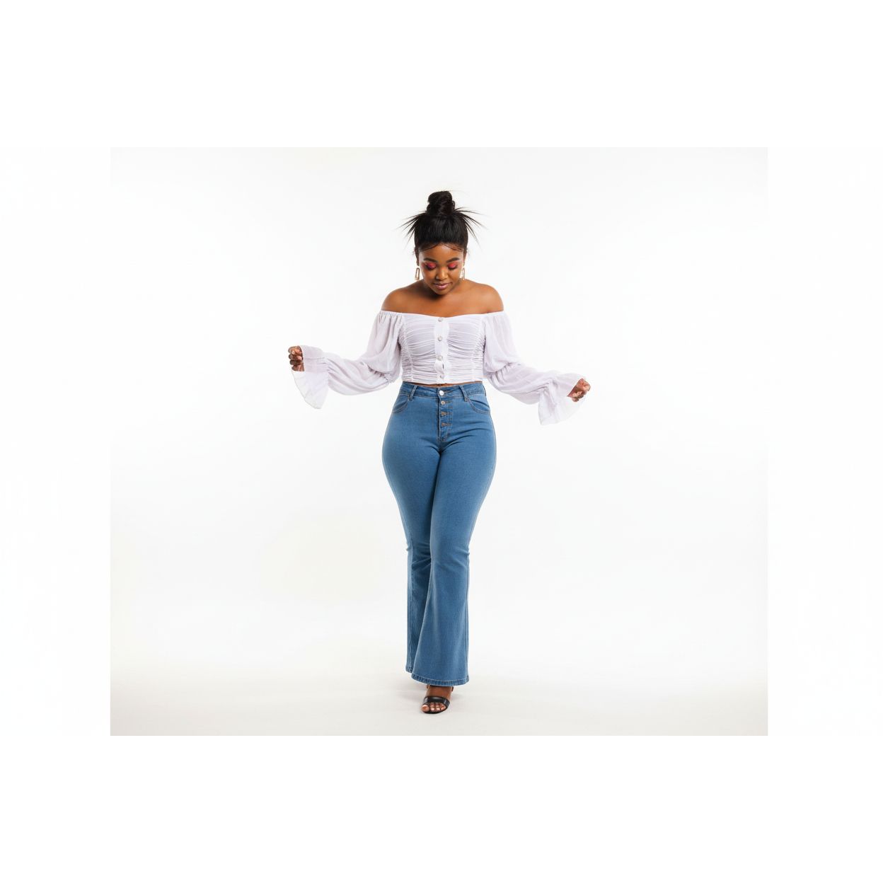 Bellbottom Button Up Boyfriend Jeans