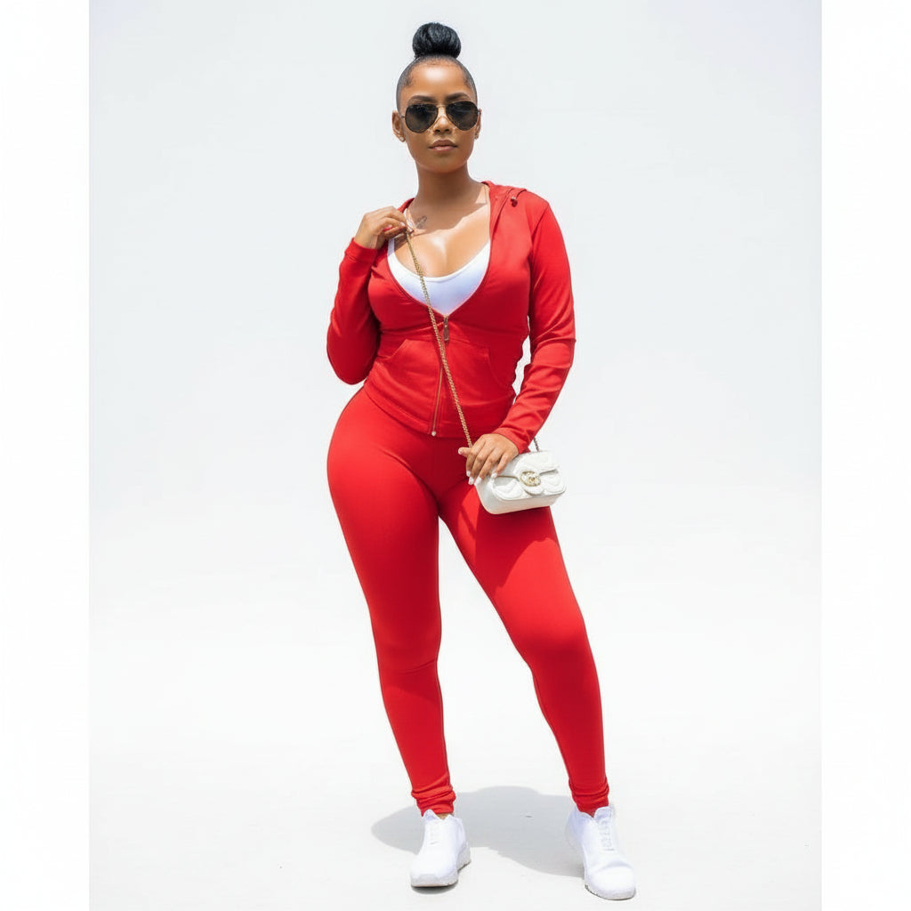 Zipper Tracksuit Set