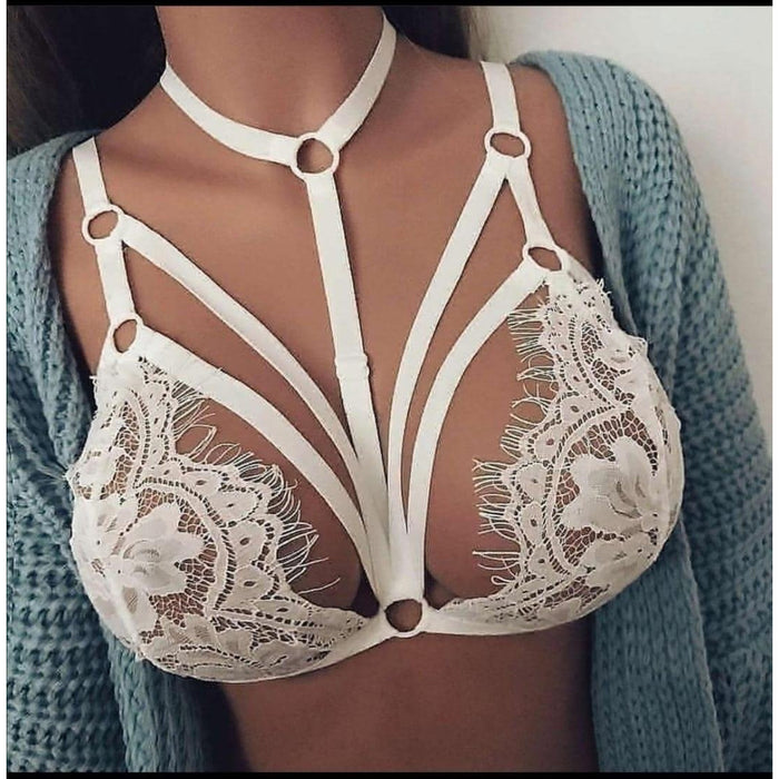 Ladies Lace Sling Wrap Chest Hollow Out Breathable Lace Bra Top Underwear  Exoric Lingerie Trendy Slim Exotic Simple