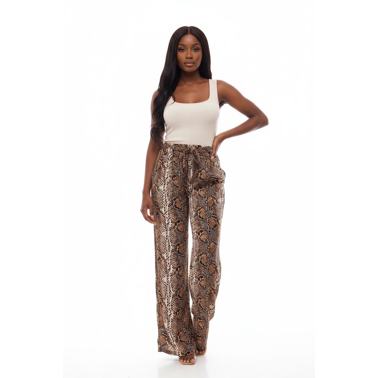 High Waisted snake skin print palaza pants