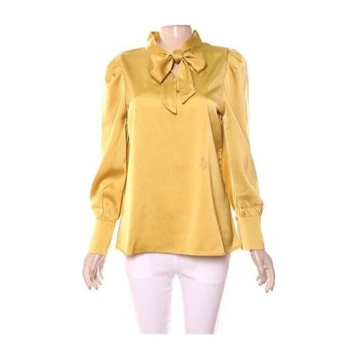 Bow Collar Silk Satin Shirts Blouses 