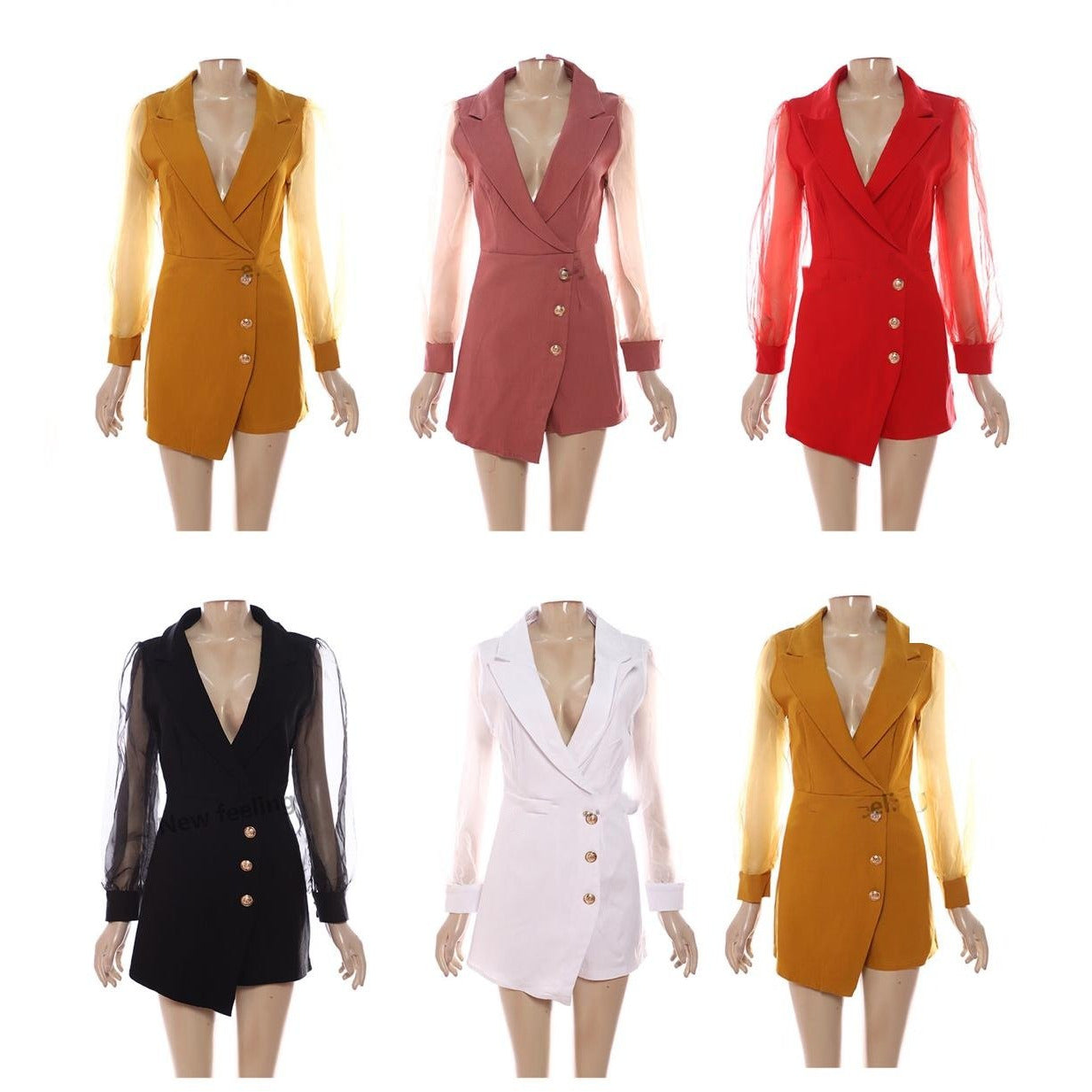 Deep V-Neck Lace Sleeve Playsuits 