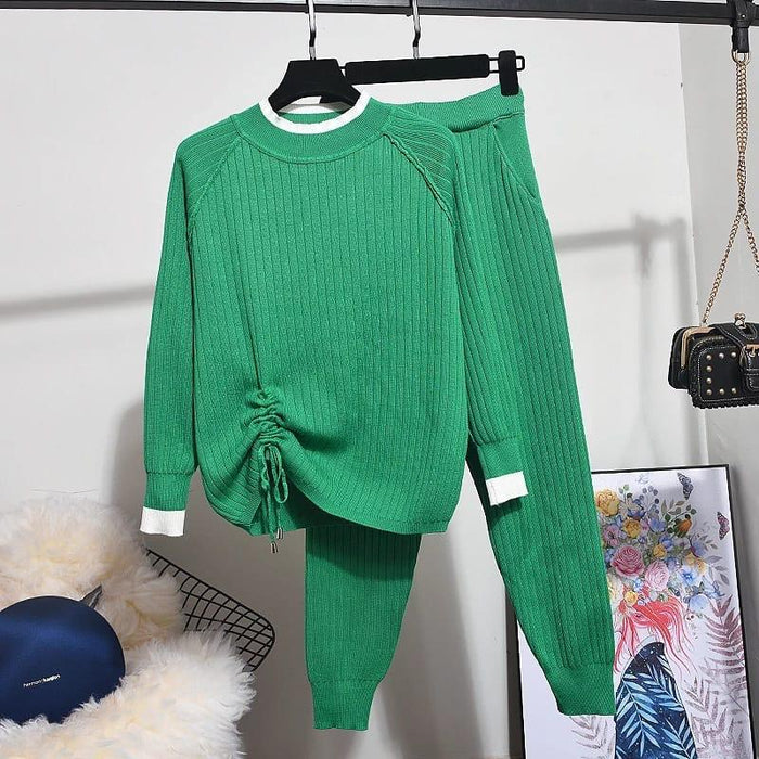 knit Sweater Tops + Pants Knitted Sets