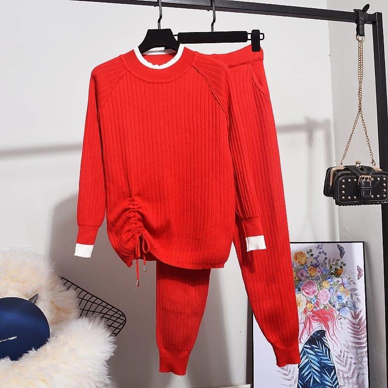 knit Sweater Tops + Pants Knitted Sets
