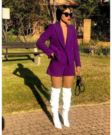 ladies short and blazer set