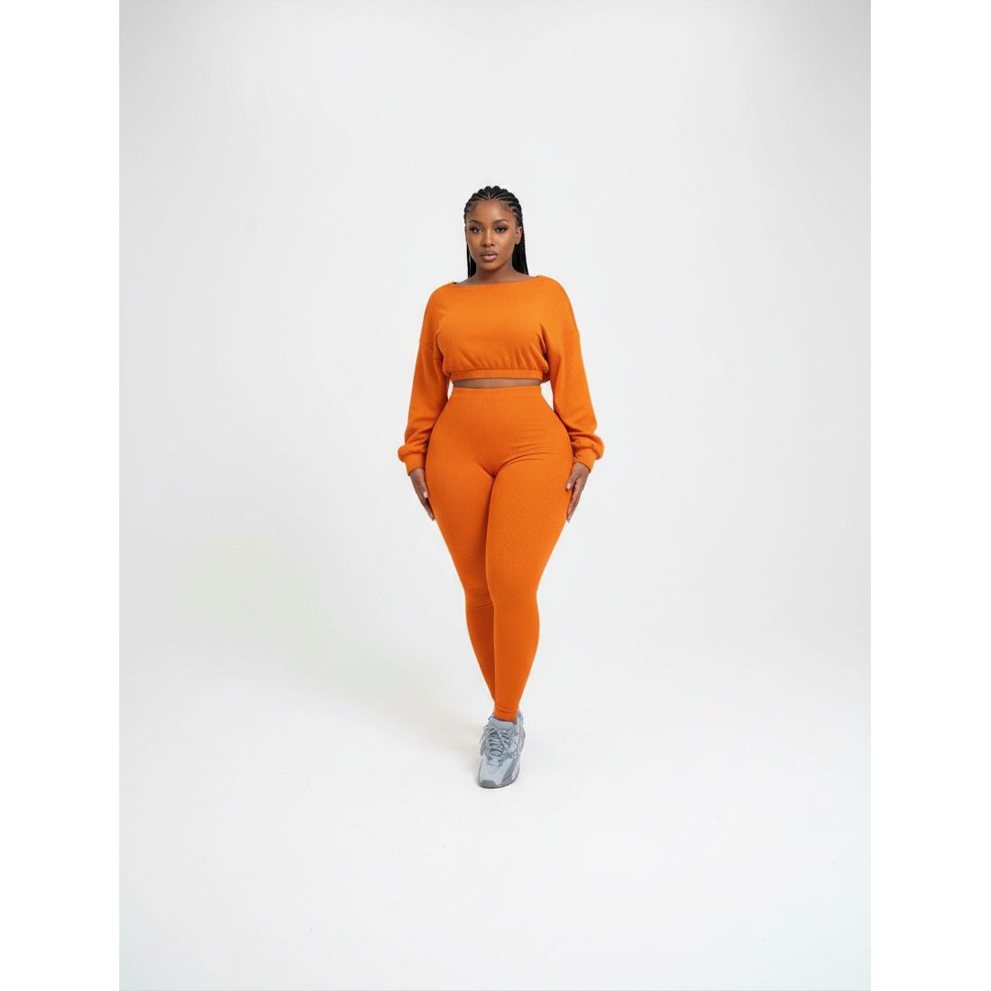 Women's Ribbed Two-Piece Tracksuit Set