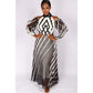 Cut off The Shoulder Irregular Striped Dress