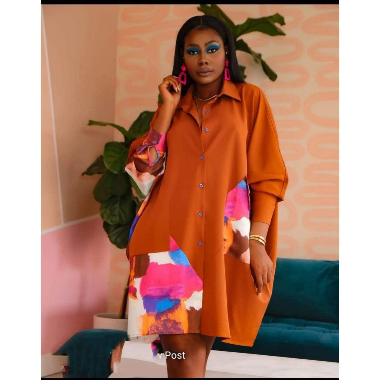 Colour full Oversized Shirt Dress