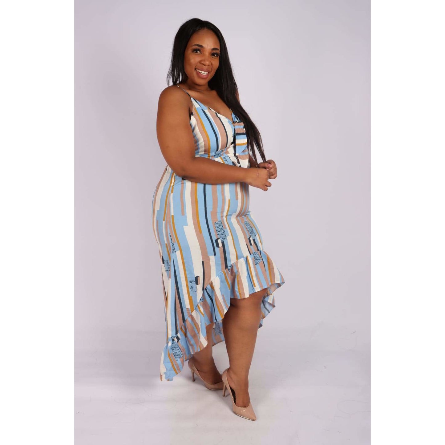 Deep V-Neck Floral Maxi Dress 