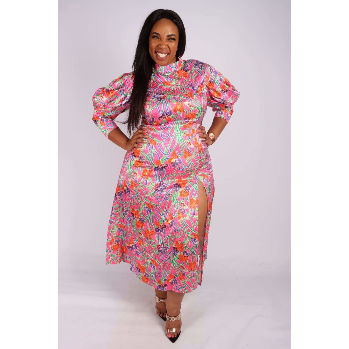 Side Slit Floral Dress 