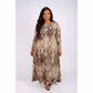 V-neck Snake Print Bubble Dress 
