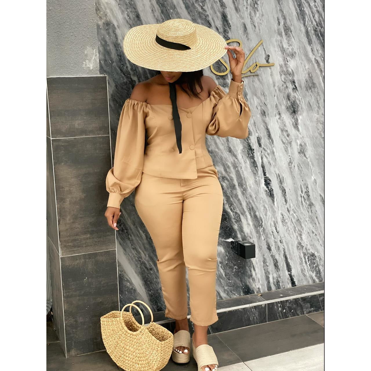 Off Shoulder Formal Suit 