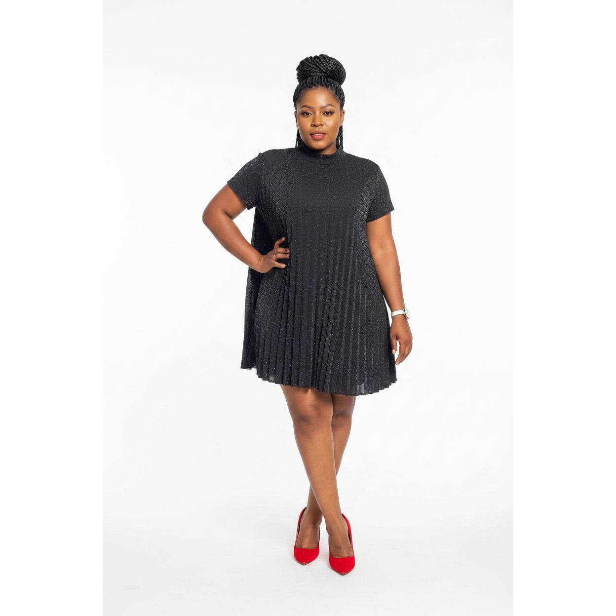 Glitter Short Sleeve Mini Bubble Dress