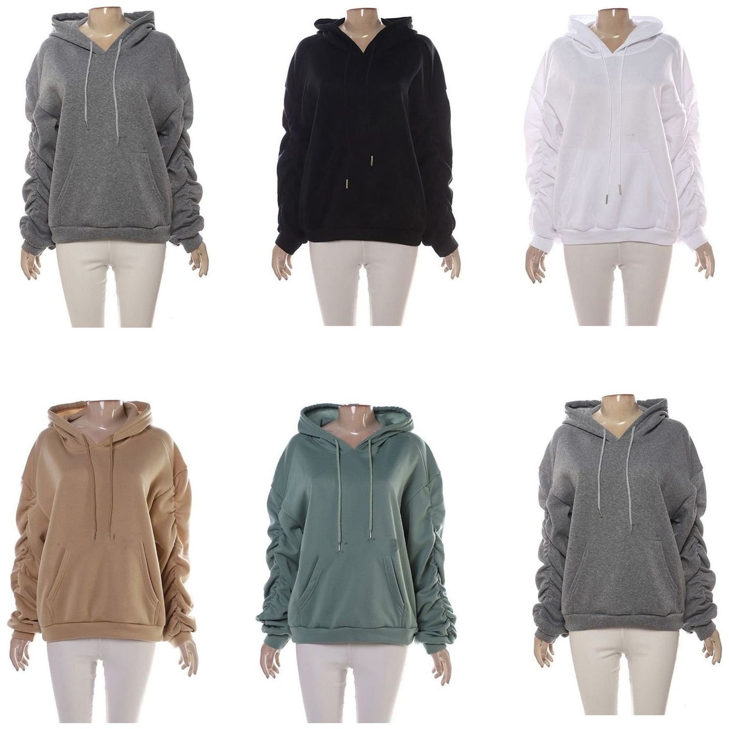 Oversized Puff Sleeve Hooded Top 