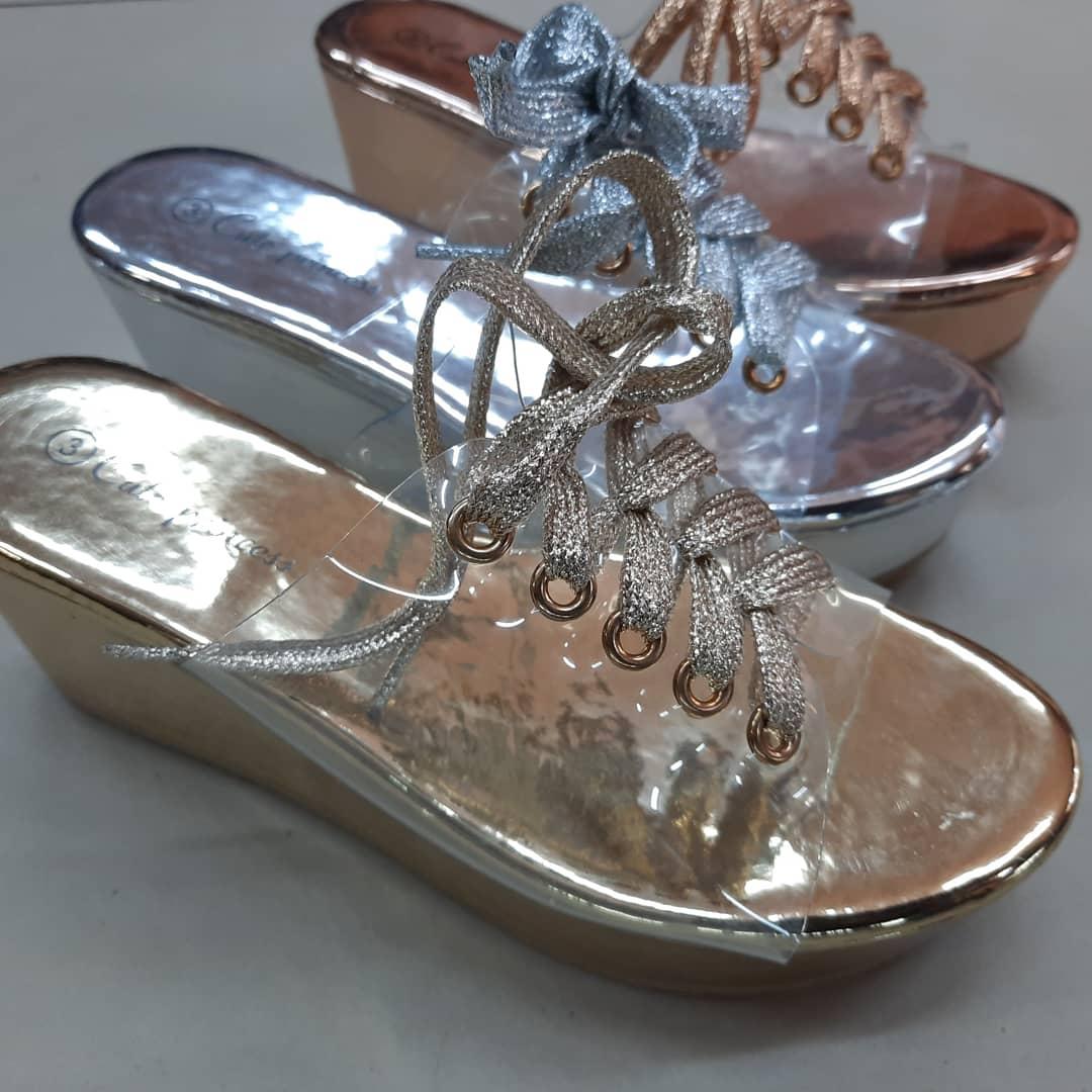 Lace Up Peep Toe Transparent Wedges