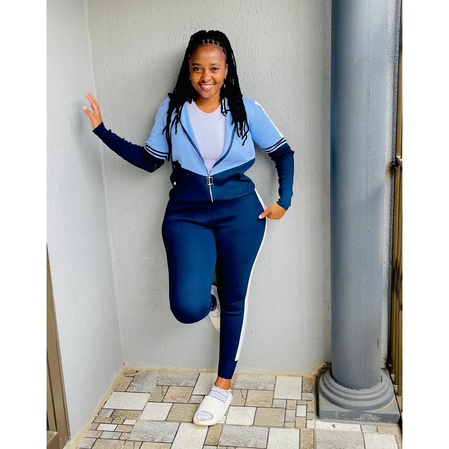 Knit Winter Hooded Zipper Two-piece Set