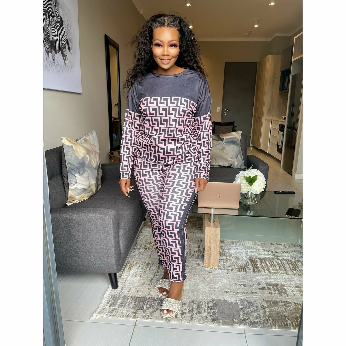 Casual Print Long Sleeve Two Pieces