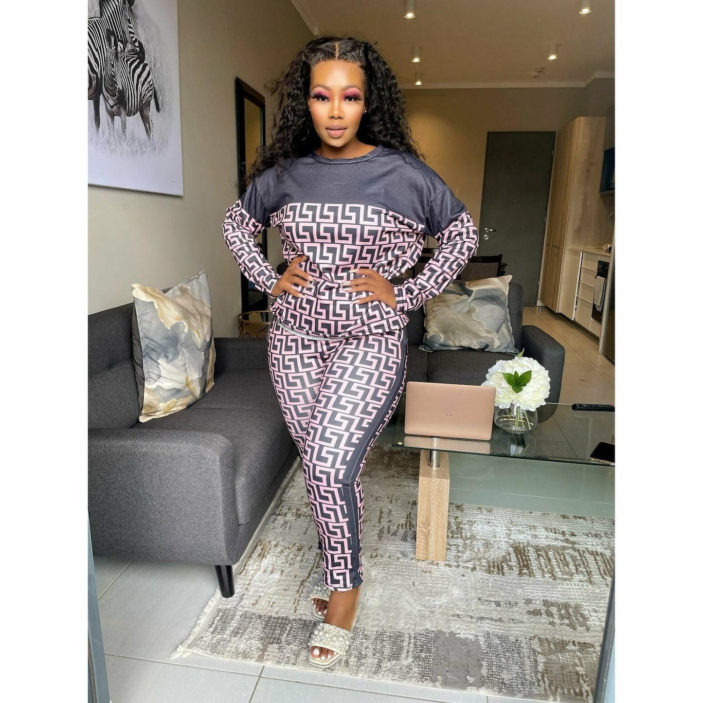 Casual Print Long Sleeve Two Pieces