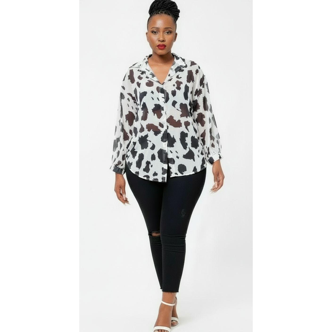 Black & White Cow Print Shirt