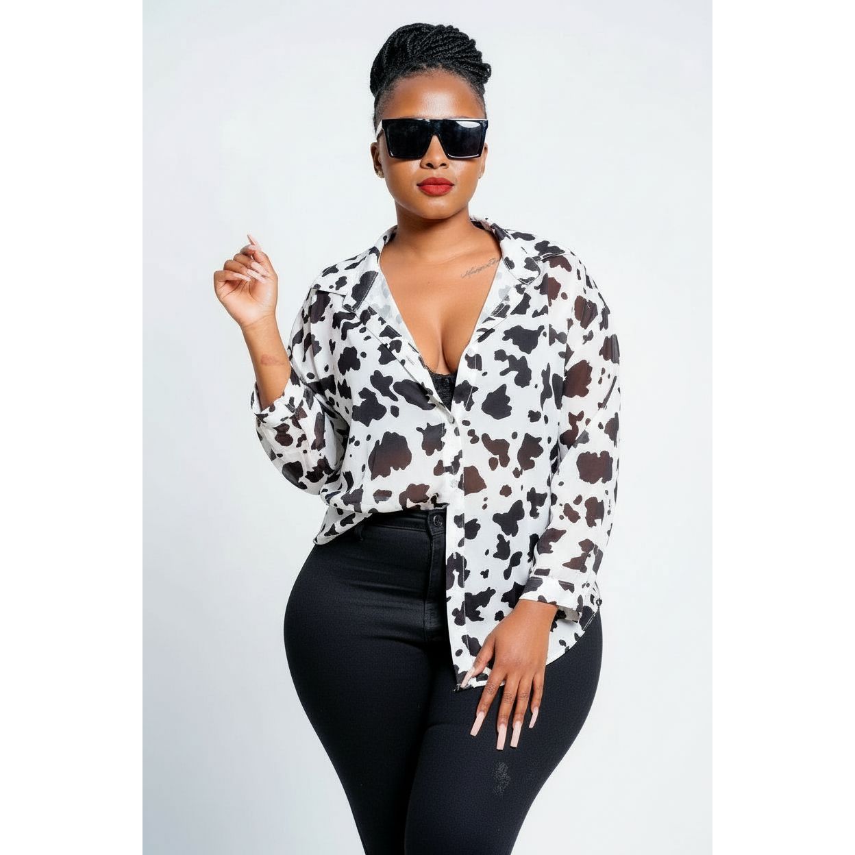 Black & White Cow Print Shirt