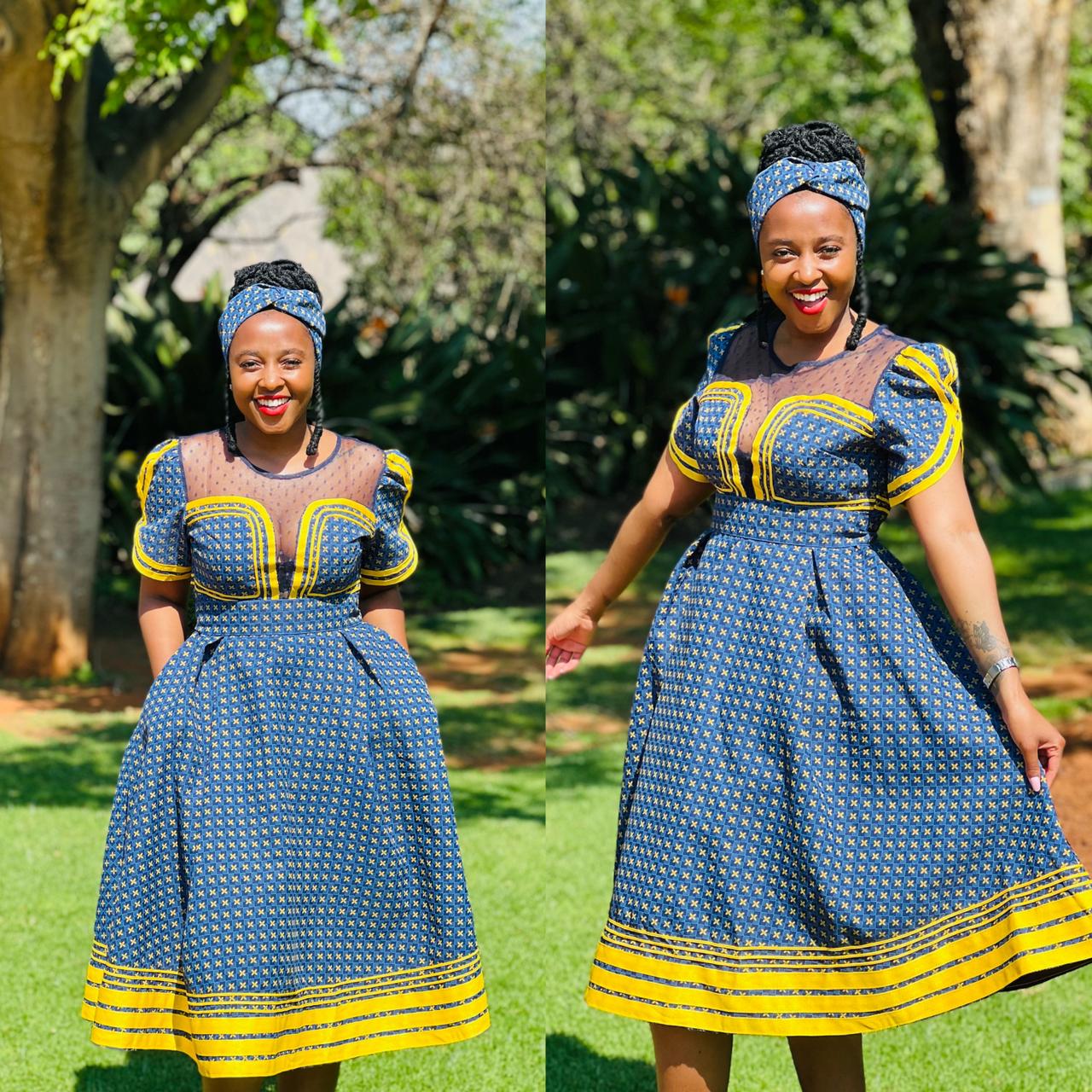 Round Neck Short Sleeve Ankara Dress