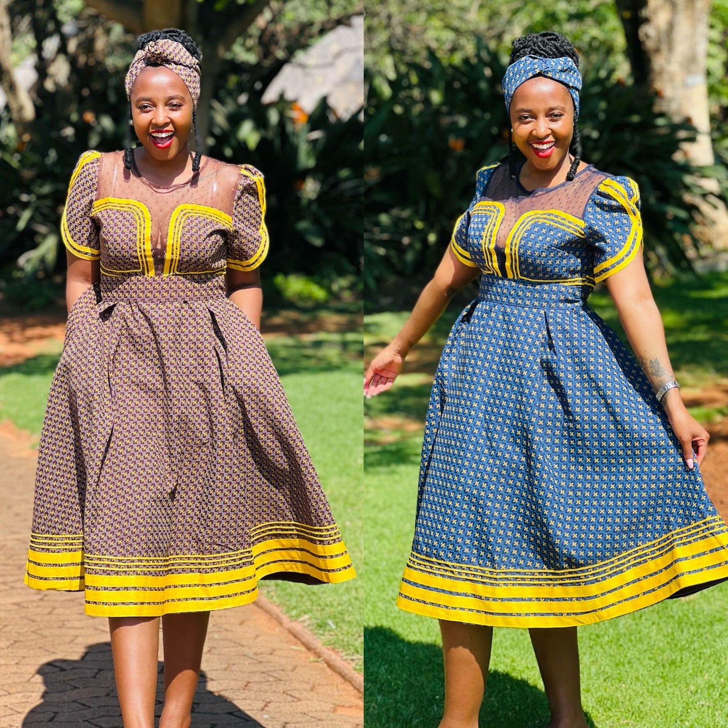 Round Neck Short Sleeve Ankara Dress