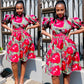 Short Sleeve Round Neck Ankara Dress