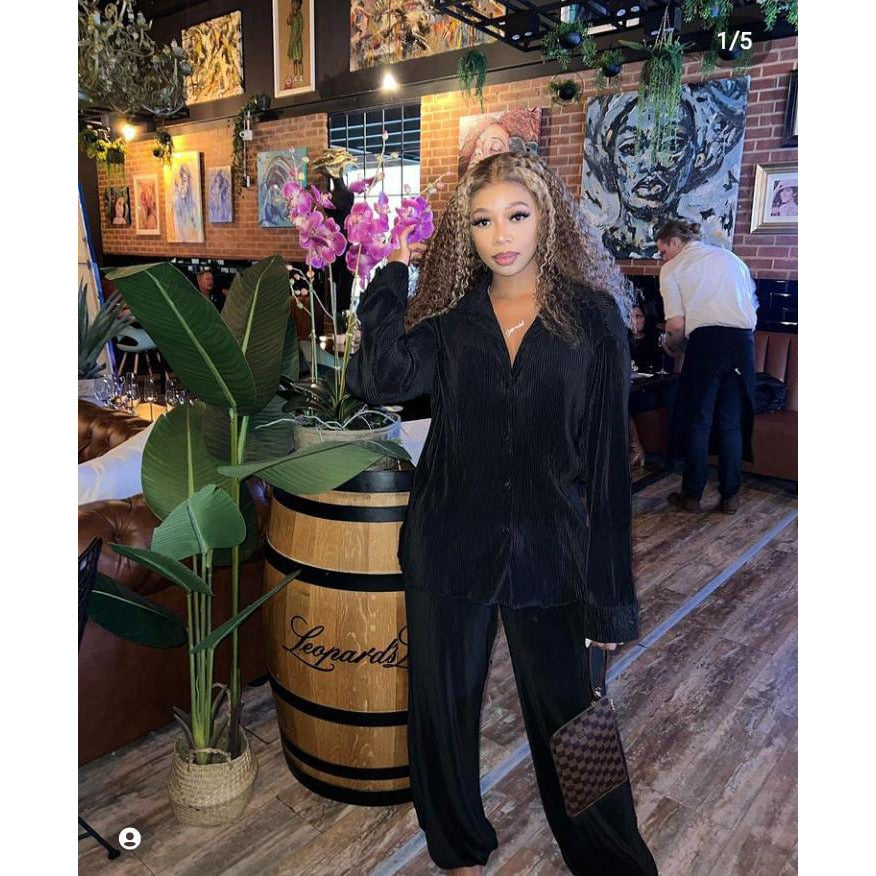 Pleated Shirt & Trousers Two Piece Sets