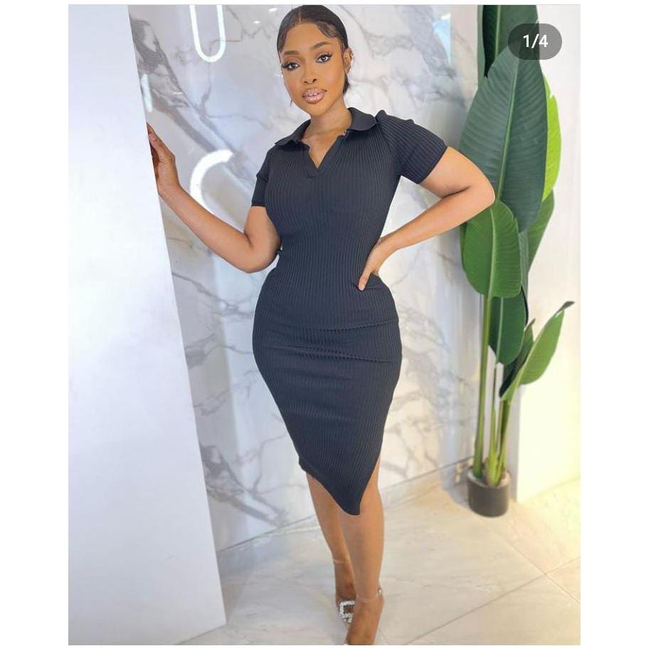 V-Neck Golfer Midi Dress