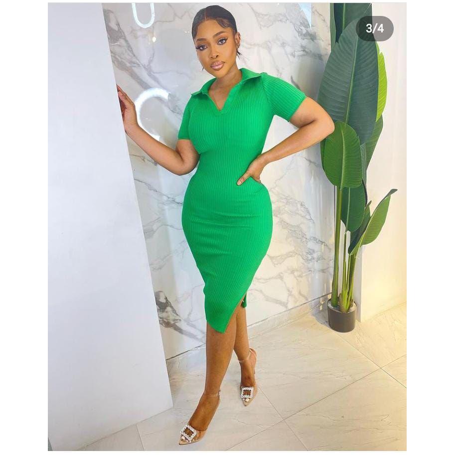 V-Neck Golfer Midi Dress