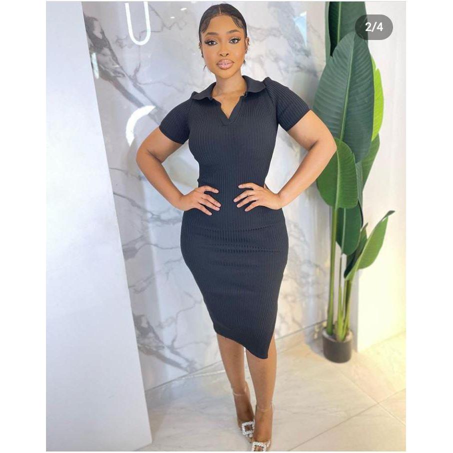 V-Neck Golfer Midi Dress