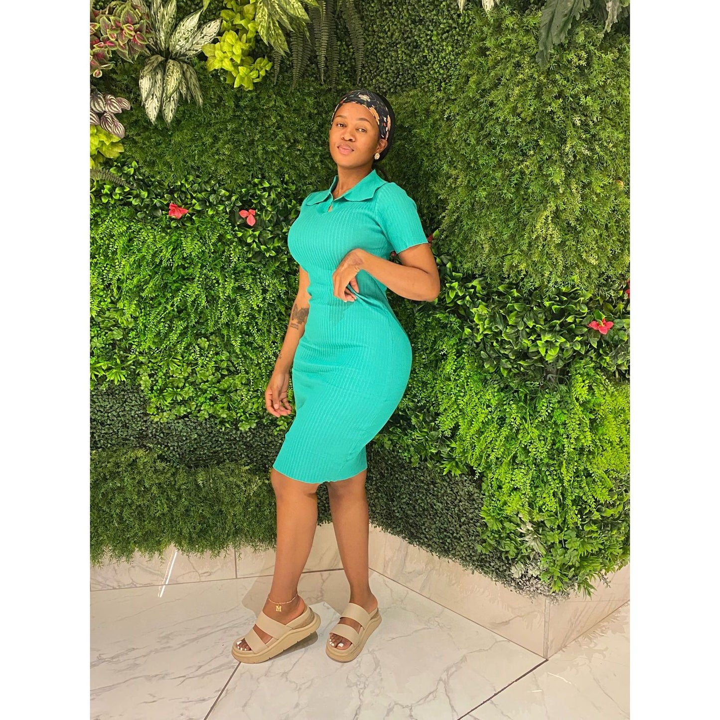 V-Neck Golfer Midi Dress