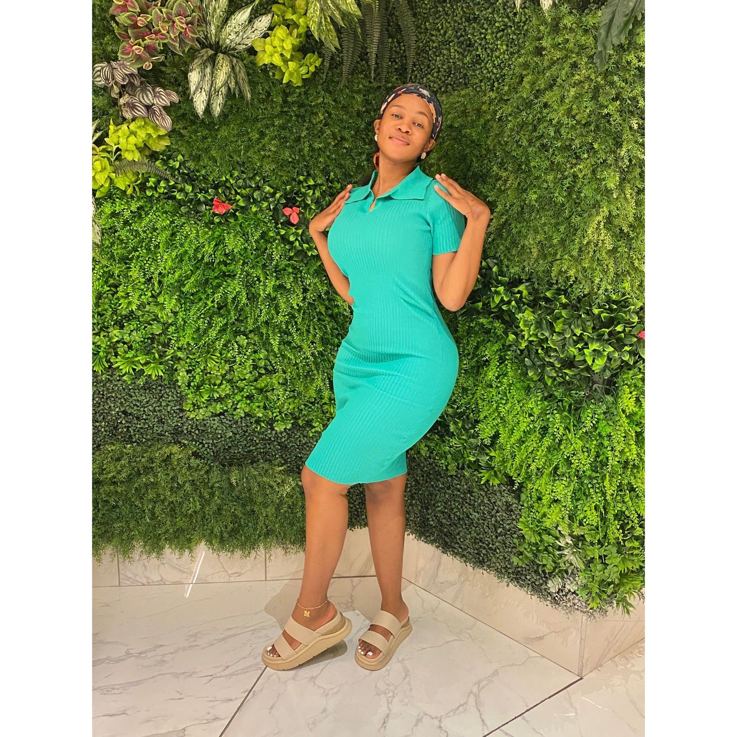 V-Neck Golfer Midi Dress