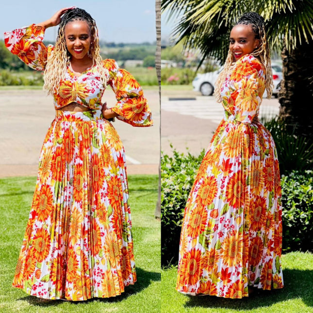 Long Sleeve Off Shoulder Crop Top and High Waisted Skirt Outfit