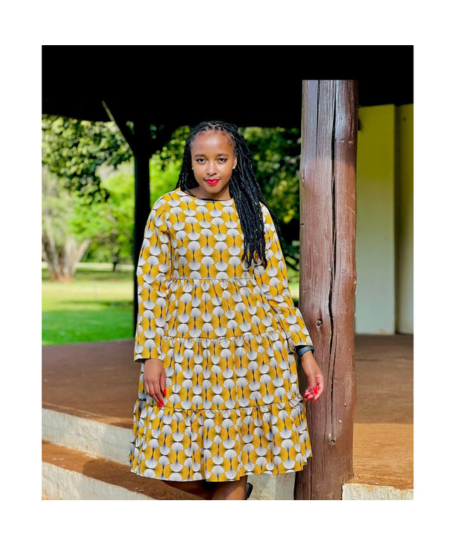 African Long Sleeve Printed Dress