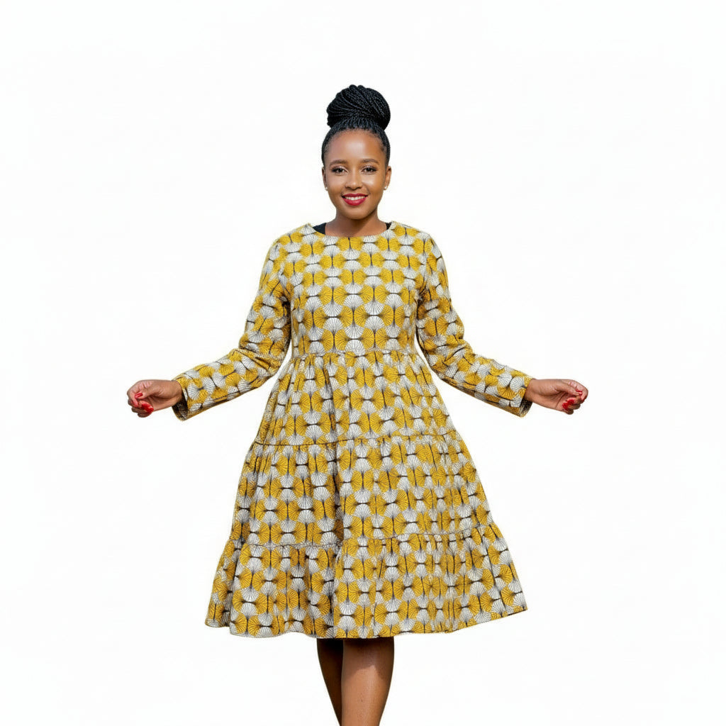 African Long Sleeve Printed Dress