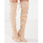 Suede Thigh High Sock Chunky Boots