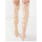 Suede Thigh High Sock Chunky Boots
