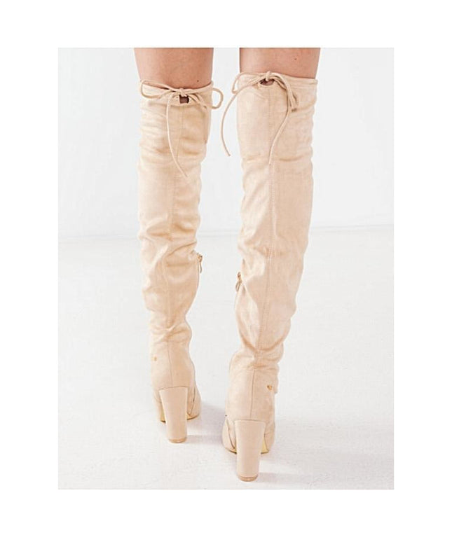 Suede Thigh High Sock Chunky Boots